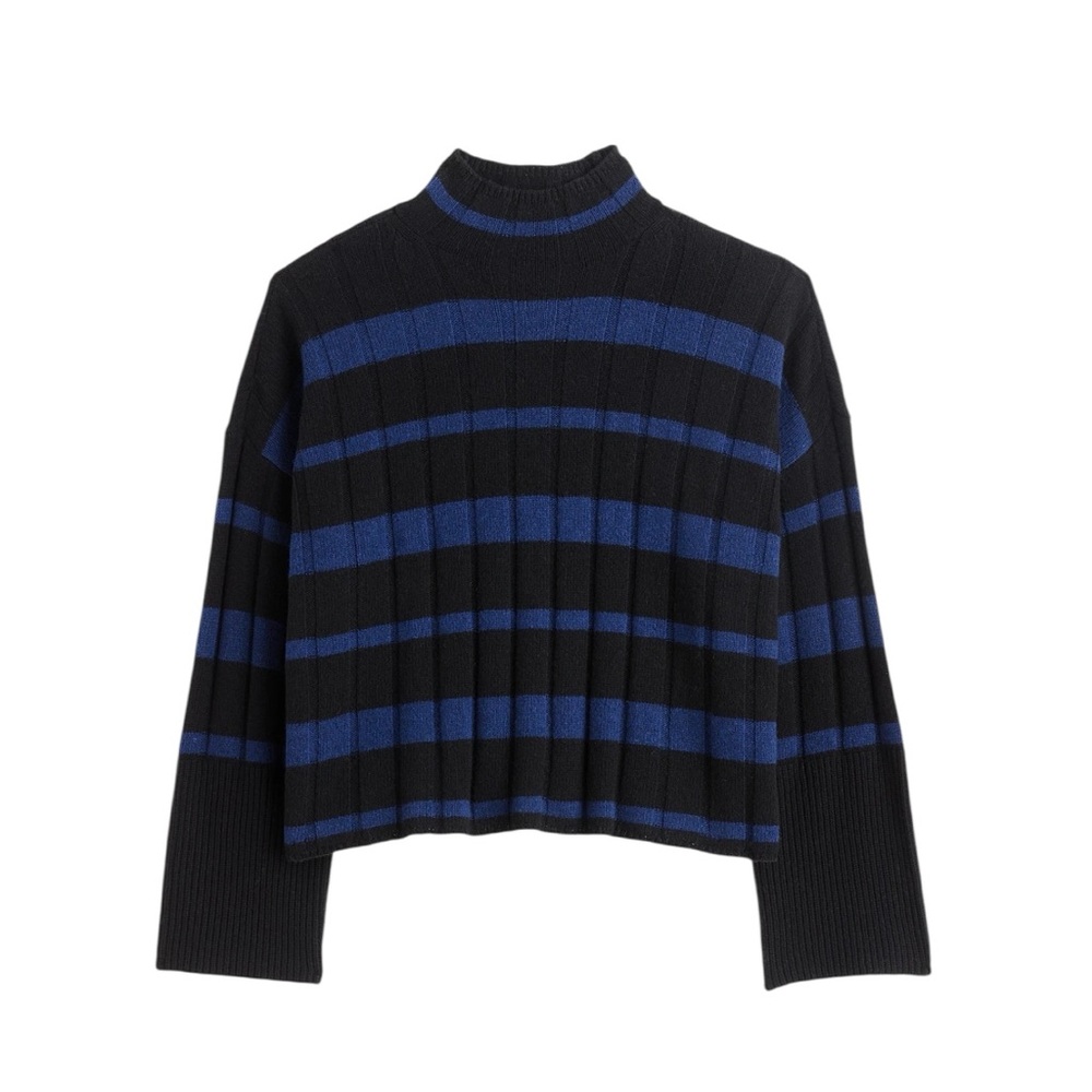 Madewell Ribbed Cashmere-Wool Blend Pullover
Sweater in Black Cobalt